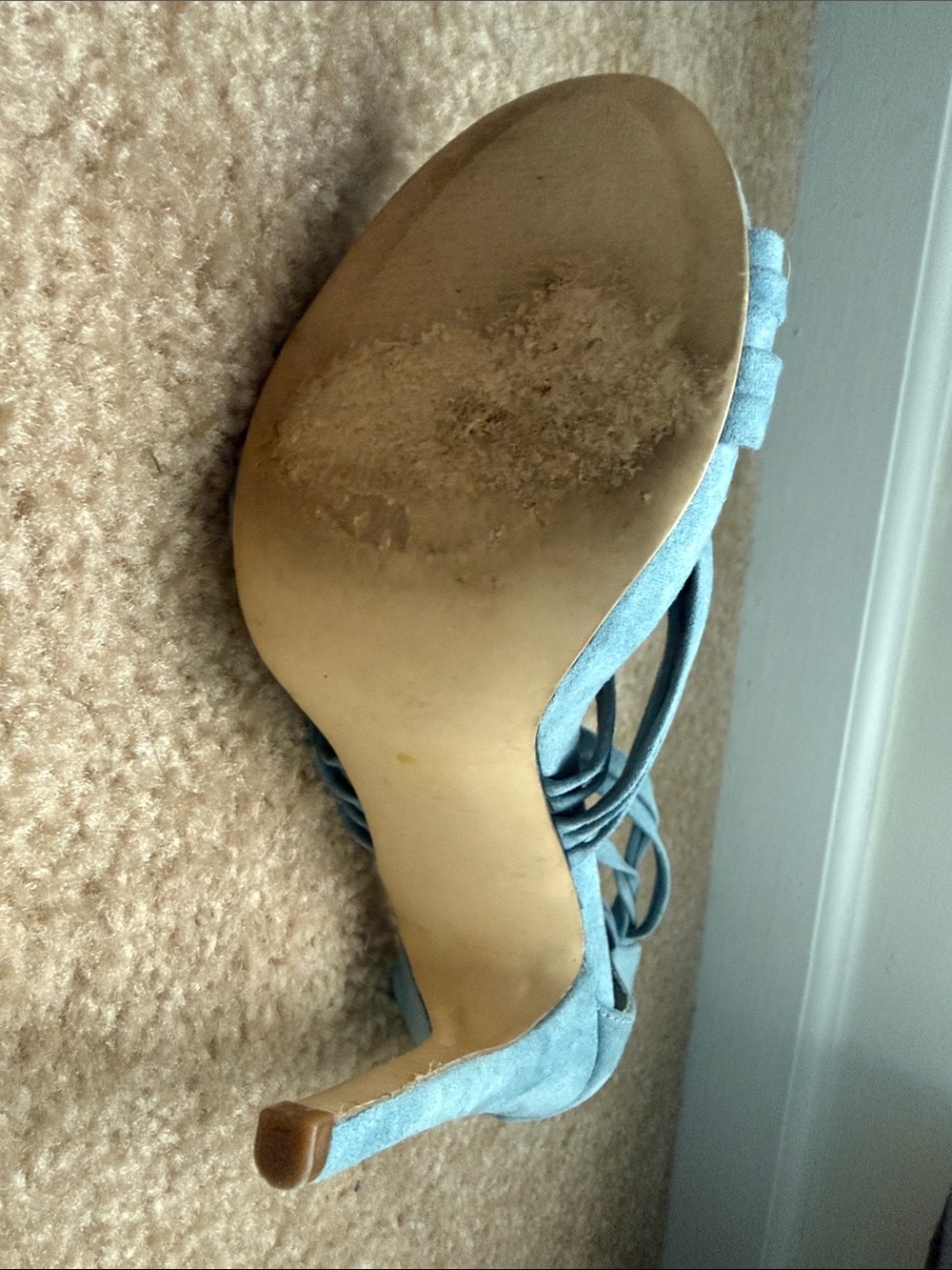 JustFab light blue/cornflower Suede Wrap Stiletto Sandals - Picture 5 of 11